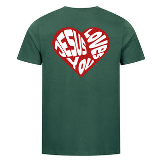 Jesus loves you Heart Shirt Backprint