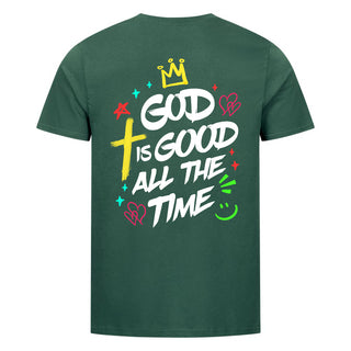God is good Shirt Backprint Detailansicht, Mountain Movers christliche Streetwear