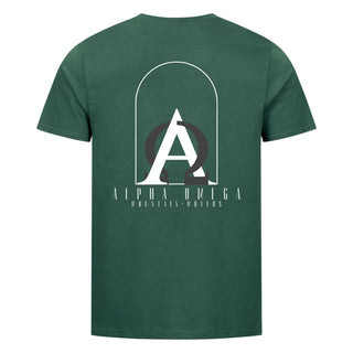 Alpha Omega T-shirt met print op de achterkant