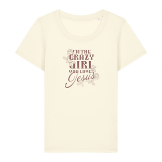 Crazy Girl Frauen T-Shirt weiß, Mountain Movers christliche Streetwear