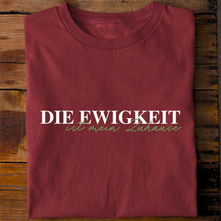 Die Ewigkeit ist mein Zuhause Shirt Detailansicht, Mountain Movers christliche Streetwear