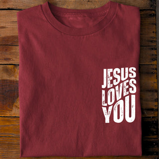 jesus loves you Shirt Detailansicht, Mountain Movers christliche Streetwear