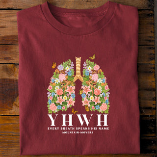 YHWH BREATH Shirt Detailansicht, Mountain Movers christliche Streetwear