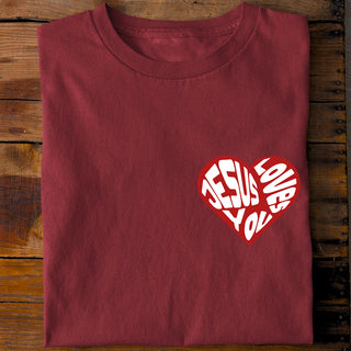 Jezus houdt van je shirt met rood hart