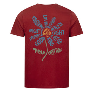 My God Is everything Shirt Backprint Detailansicht, Mountain Movers christliche Streetwear