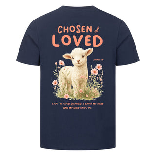 Chosen Loved Shirt Backprint Detailansicht, Mountain Movers christliche Streetwear
