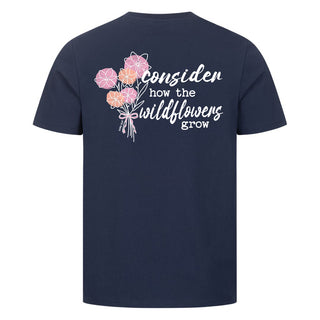 consider the wildflowers Shirt Backprint Detailansicht, Mountain Movers christliche Streetwear