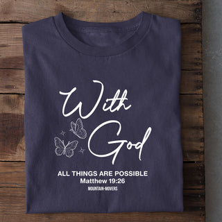 WITH GOD Shirt Variante, Mountain Movers christliches Design
