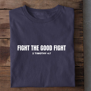 Fight the good fight Shirt Detailansicht, Mountain Movers christliche Streetwear