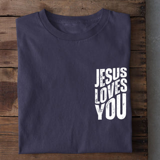 jesus loves you Shirt Detailansicht, Mountain Movers christliche Streetwear