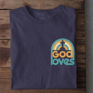 God Loves Shirt Detailansicht, Mountain Movers christliche Streetwear