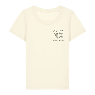 Salt and Light Minimalistic Frauen Shirt Detailansicht, Mountain Movers christliche Streetwear