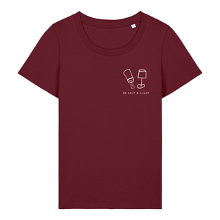 Salt and Light Minimalistic Frauen Shirt Detailansicht, Mountain Movers christliche Streetwear