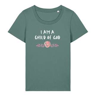 Child of God Frauen T-Shirt Detailansicht, Mountain Movers christliche Streetwear