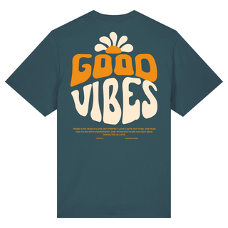 Good Vibes Flowers Premium Oversized Shirt BackPrint