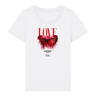 Love Streetwear FRONT Frauen T-Shirt Detailansicht, Mountain Movers christliche Streetwear