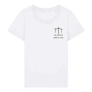 Proof of Love Frauen Premium T-Shirt Detailansicht, Mountain Movers christliche Streetwear
