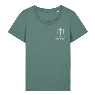 Proof of Love Frauen Premium T-Shirt Detailansicht, Mountain Movers christliche Streetwear