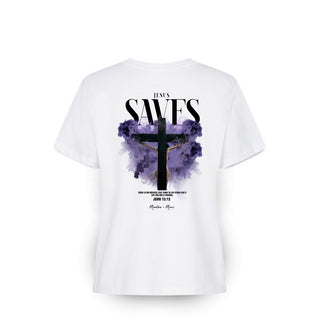 Jesus Saves Streetwear Frauen Shirt Backprint