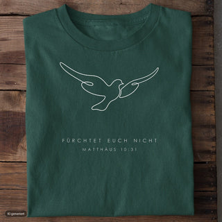 Fürchtet euch nicht Taube T-Shirt, Grün, Vorderseite