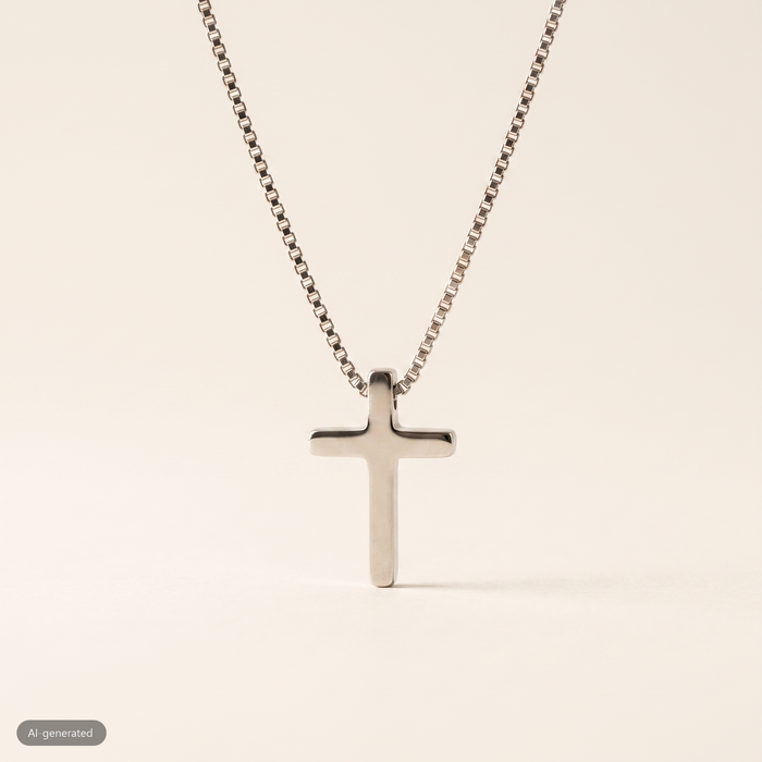 Geschenk: Minimalistische Kreuzkette Edelstahl