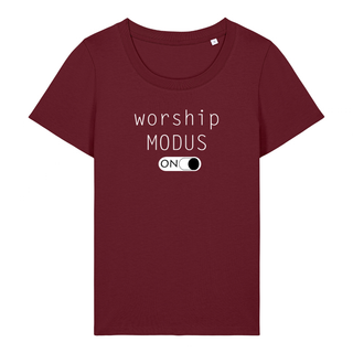 WORSHIP MODUS FRAUEN SHIRT Detailansicht, Mountain Movers christliche Streetwear