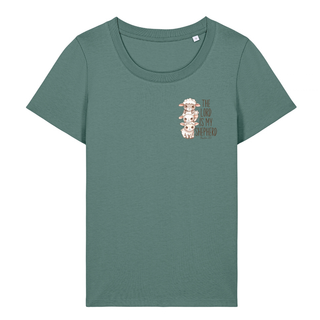 The Lord is my Shepherd cute Frauen Shirt Detailansicht, Mountain Movers christliche Streetwear