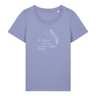 NUR BEI GOTT FRAUEN T-SHIRT Detailansicht, Mountain Movers christliche Streetwear