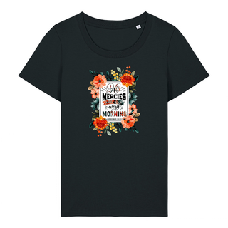 HIS MERCIES FRAUEN T-SHIRT FRONT Variante, Mountain Movers christliches Design