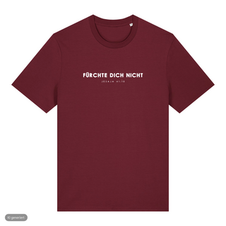 Fürchte dich nicht Typo T-Shirt, Burgunder, Vorderseite