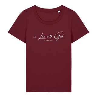 In Love with God Frauen Shirt Detailansicht, Mountain Movers christliche Streetwear