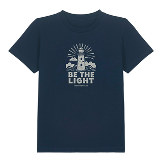Be the light retro Kinder T-Shirt Detailansicht, Mountain Movers christliche Streetwear
