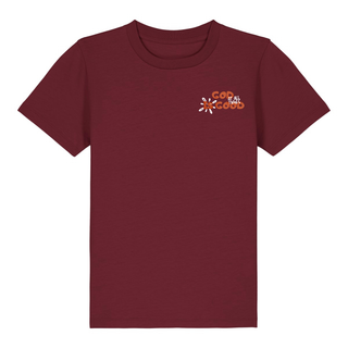 God is good at all times Kinder T-Shirt Detailansicht, Mountain Movers christliche Streetwear