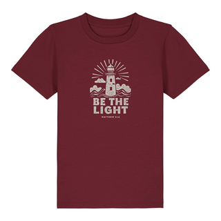 Be the light retro Kinder T-Shirt Detailansicht, Mountain Movers christliche Streetwear