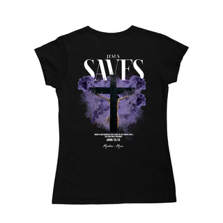 Jesus Saves Streetwear Frauen Shirt Backprint