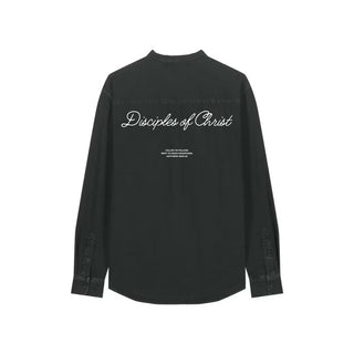 Disciples of Christ Oversized Hemd Front & Back Detailansicht, Mountain Movers christliche Streetwear