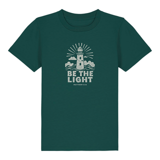 Be the light retro Kinder T-Shirt Detailansicht, Mountain Movers christliche Streetwear