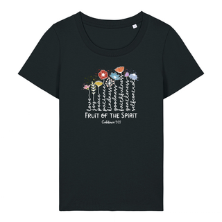 Fruit of the Spirit Flower Frauen Shirt Detailansicht, Mountain Movers christliche Streetwear