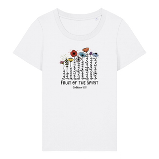 Fruit of the Spirit Flower Frauen Shirt Detailansicht, Mountain Movers christliche Streetwear