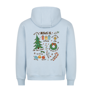Jesus is Christmas gekleurde Hoodie BackPrint
