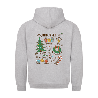 Jesus is Christmas gekleurde Hoodie BackPrint