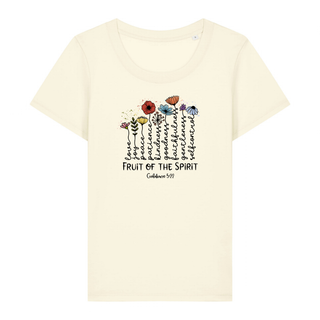 Fruit of the Spirit Flower Frauen Shirt Detailansicht, Mountain Movers christliche Streetwear