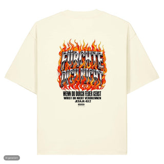 Fürchte dich nicht Flammen Heavy Oversized Shirt, Cream, Rückseite