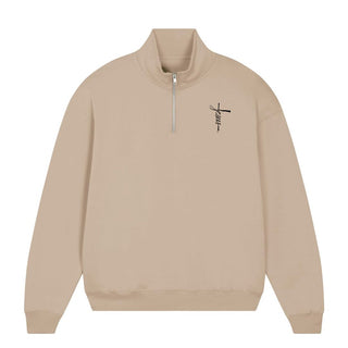 Jesus Cross Half Zip Sweater