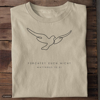 Fürchtet euch nicht Taube T-Shirt, Beige, Vorderseite