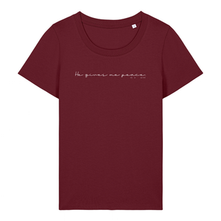 He gives Peace Frauen T-Shirt Detailansicht, Mountain Movers christliche Streetwear