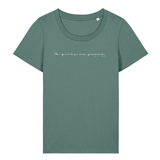 He gives Peace Frauen T-Shirt Detailansicht, Mountain Movers christliche Streetwear