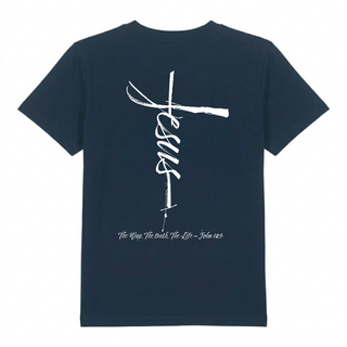 Jesus Cross Kinder T-Shirt Backprint