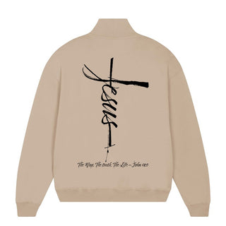 Jesus Cross Half Zip Sweater