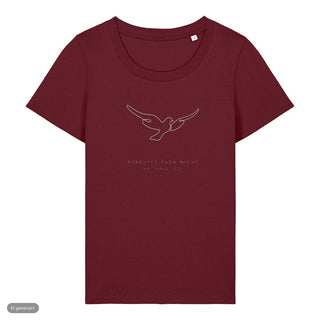 Fürchtet euch nicht Taube Frauenshirt, Burgunder, Vorderseite